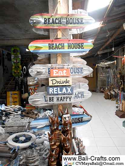 Bali Crafts Factory 4 Rustic Wood Signs