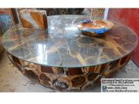 Teak Wood Table with Glasstop