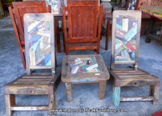 Reclaimed Boat Wood Furniture Chairs Bali Indonesia