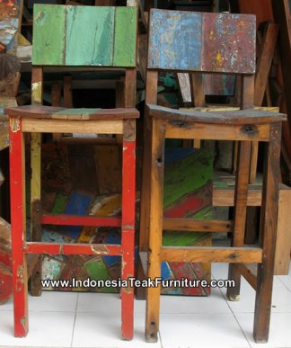 Reclaimed Boat Wood Furniture Chairs Bali Indonesia
