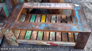 Reclaimed Boat Wood Furniture Coffee Table Glass From Bali Indonesia