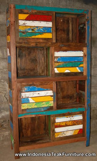 Reclaimed Boat Wood Furniture Cabinet Bali Indonesia