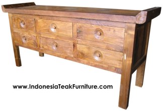 Teak Wood Drawers Console Table