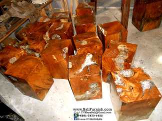Teak Wood Cube with Resin Bali Furniture