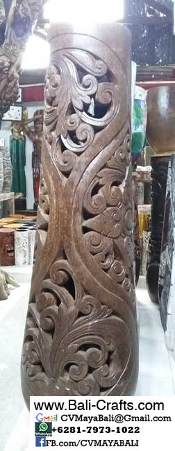 palm1-7Carved Palm Tree Wood Pots From Bali Indonesia
