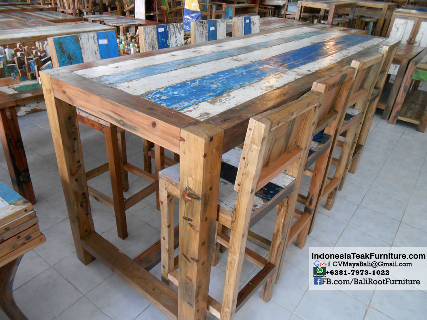 Wood Boat Dining Table Chairs Furniture Set