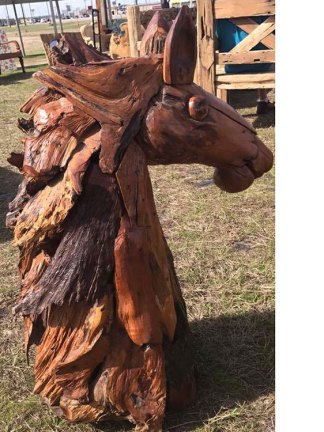 Teak Wood Horse Heads Java Indonesia